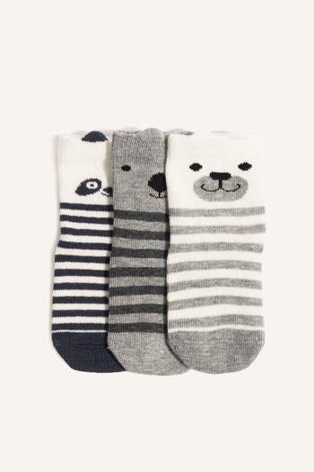 DeFacto Baby Boy Anti-Slip Sole 3-Piece Cotton Long Socks F6707A5Ns