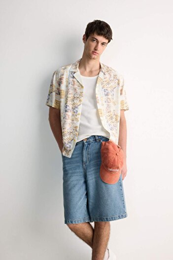 DeFacto New Regular Fit Apache Collar Patterned Short Sleeve Shirt E3711Ax25Sm