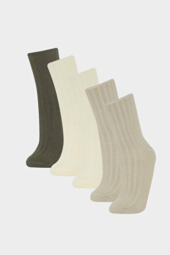 DeFacto Women's 5-Pack Cotton Long Socks F5602Axns