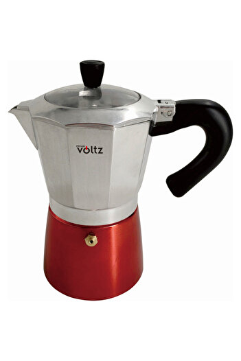 Voltz Cuban coffee maker Oliver OV51173H6, 6 cups, 300 ml, Aluminum, Inox/Red
