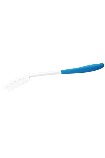 Vitility long-handled comb, silicone, white/blue