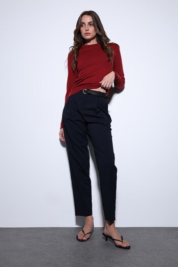 Antioch Burgundy Basic Women's Knitwear Sweater