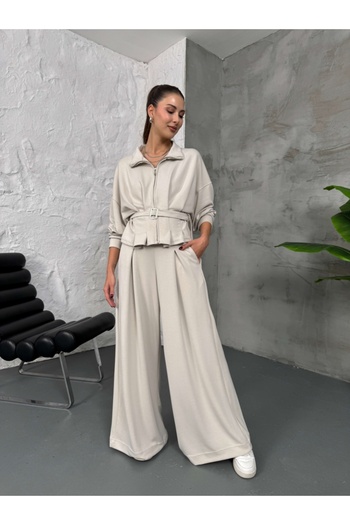 Elif Özbey Butik Modal Suit with Stone Waist Belt