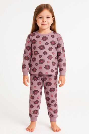 ZUZUNGA Purple Flower Patterned Girls' Pajama Set