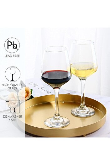 3Diamonds Red Wine Glasses (Set of 6) - Glass Stemware 435ml/14.72 oz - Elegant Glassware