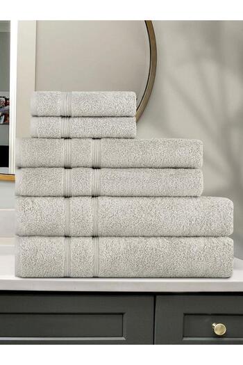 Karna Home 6-Piece Cotton Towel Set Hand Face - Hair - Bath Towel Set Gama