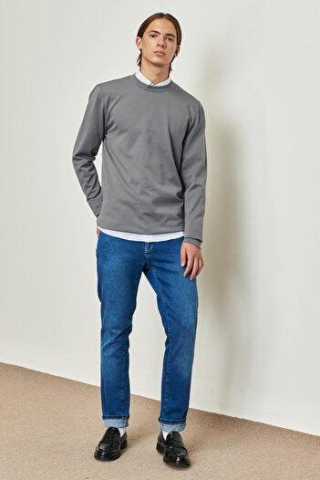 AC&Co / Altınyıldız Classics Gray Crew Neck Knitwear Sweater