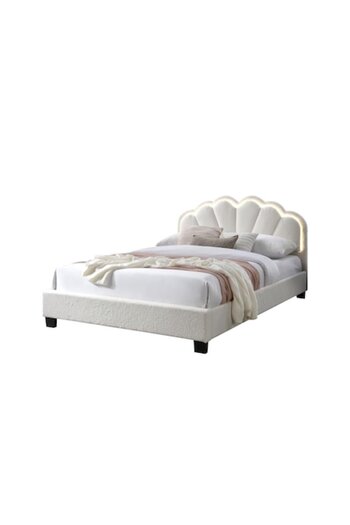 OEM Comfort 2 Upholstered Bed with LED, 160x200, Cream