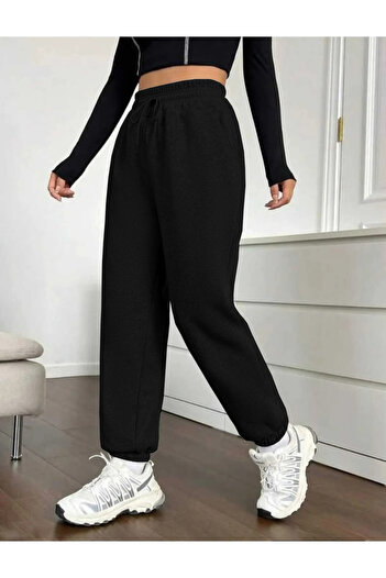 memowear Unisex 2 ip Örme Kumaş Rahat Kesim 3'Lü Set Bel ve Paça Lastikli Eşofman Altı