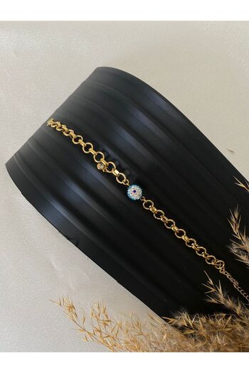 staınless steel Zircon Detailed Evil Eye Steel Bracelet