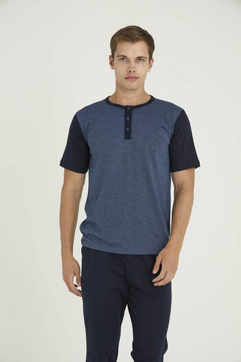 KLY Men's Oversized Midi Collar Pajama Set Stylish Design
