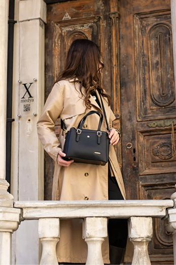 Sanmorris Women's Long Strap Hand & Shoulder Bag with Gold Accessories