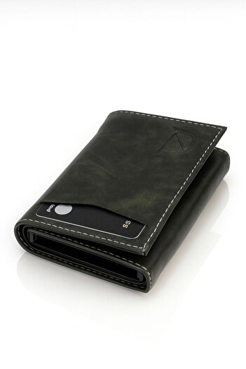 Av A Dos Leather Mechanism Wallet Automatic Cash Compartment Sliding Card Holder Wallet Black