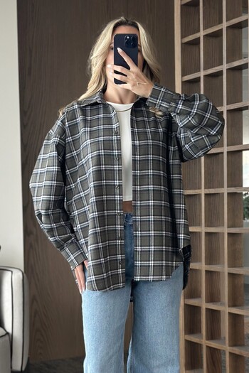 Laluvia Green Plaid Shirt - 2226