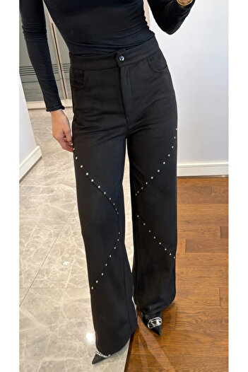 My Blog Black Staple Detailed Trousers - 40582