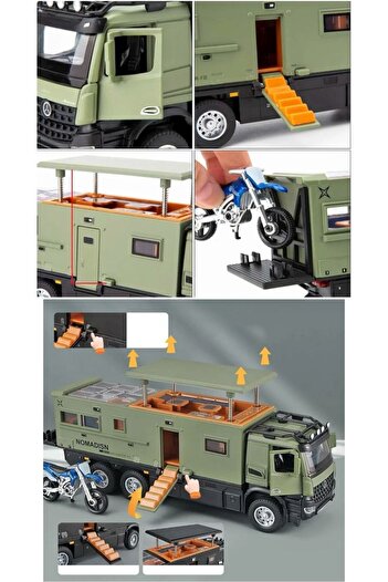 BYCEGU 95620 Pull and Drop Motorized Toy Model Caravan with Sound and Light