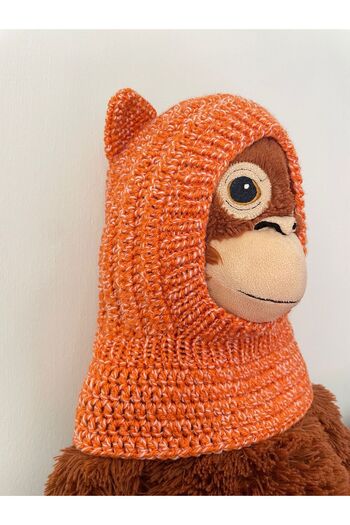 The Cloudish Shop Baby Kids Hand Knitted Knitted Neck Collar Beanie Balaklava Orange White