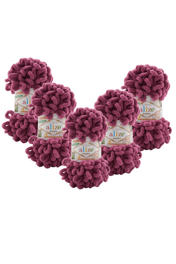 Alize (5 Pieces) Puffy Hand Knitting Yarn 5-Pack - 974 - 100 Gr. 9 Meters. Finger Knitting Yarn