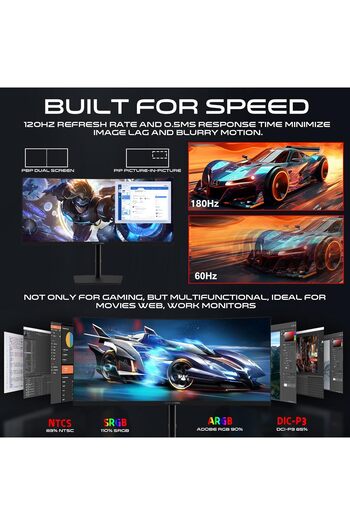 GAMEON Spectra Pro 34-Inch Curved Gaming Monitor Ultra-Wide QHD 3440x1440 120Hz 0.5ms MPRT