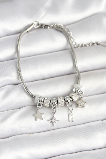 BESKAR Brass Silver Color Polar Star Charm Women's Bracelet