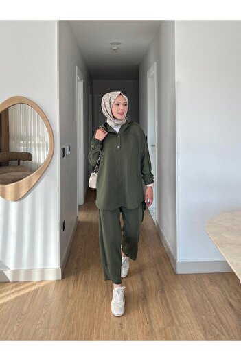 Mihran Butik Lena Modal Fabric Snap Detail Women's Hijab Two-Piece Set