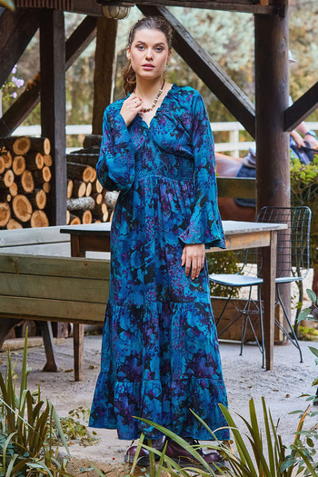 Los banditos Spanish Sleeve Winter Dress with Elastic Neckline