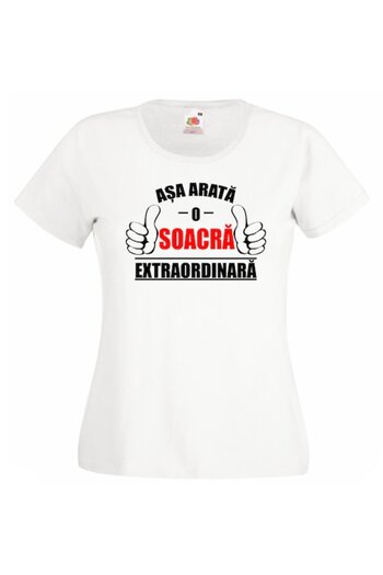 OEM Women's T-shirt with text An extraordinary MOTHER-IN-LAW, 100% cotton, white