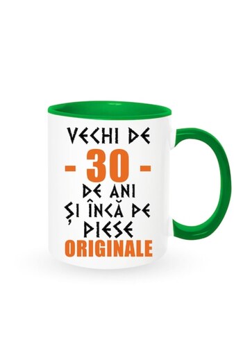 OEM Personalized Mug with Message: '30 Years Old and Still on Original Parts', Betaprint, White with Gre