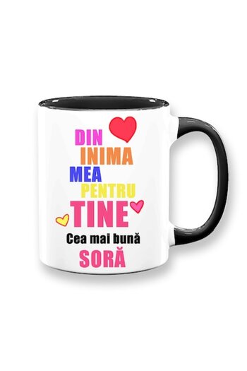 OEM Personalized mug for sister with message: 'From my heart to you, the best sister', Multicolor model,