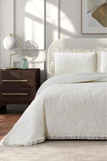 Çeyiz Diyarı Madrid Fiber Filled Double Size 240X260 cm Bedspread Cream