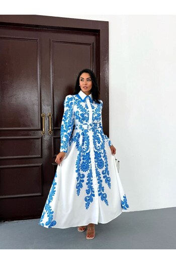 suphias Imported Babylon Fabric Dress (Belt Included)