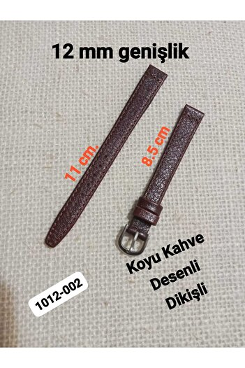 Brality 12 mm Compatible Women's Wristwatch Band-Strap Patterned Dark Brown Color Classic Stitched Model 1012-102