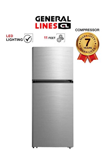 general lines Refrigerator 11 Feet - 311 Liters - 7 Years Compressor Warranty - Steel - GLR311DF