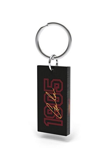 Galatasaray Licensed 1905 Written Black Keychain Lion with Wooden Box