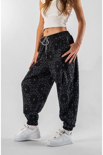 Superbluemexico Women's Jacquard Front and Back Single Pleated Jogger Pants