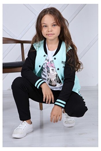 YARENKİDS Girl's Pink Pretty 3-Piece Cool Set Pink