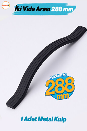 Badem10 Acacia Black Striped Metal Furniture Handle 288 mm Screw Spacing Rustproof Sturdy Long-Lasting Design