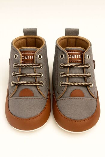 mini mia Baby Anti-Slip Sole Stylish Flexible and Soft First Step Shoes with Teddy Bear Detail, Size 18-19