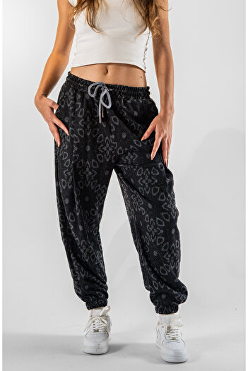 Superbluemexico Women's Jacquard Front and Back Single Pleated Jogger Pants