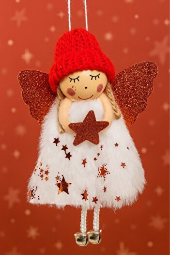 BeySüS Christmas Pine Tree Ornament Snow Angel Red Wing Red Star