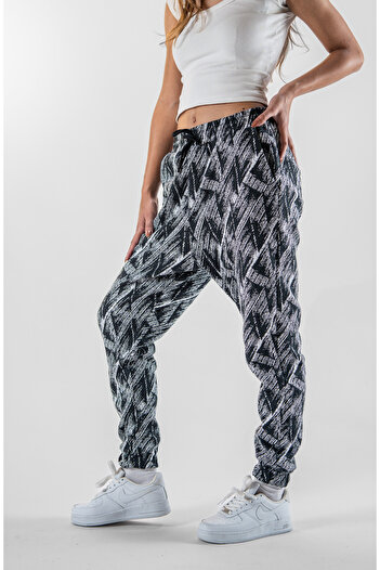 Superbluemexico Women's Jacquard Elasticated Jogger Pants