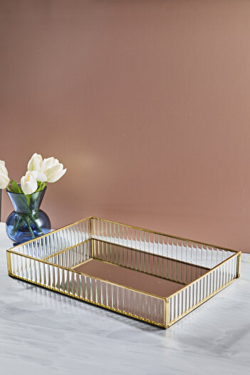 Perotti Gio Rectangular Glass Serving Tray with Mirror