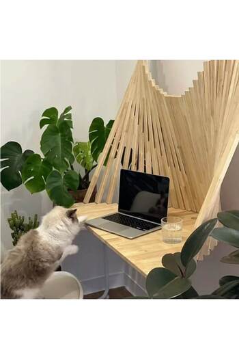 PATRAZ Wall-mounted folding desk, 100x78 cm, modern design, space-saving, Fag color, paintable
