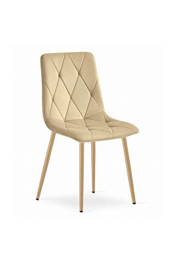 Artool Set of 4 kitchen/living room chairs, Artool, Libra, velvet, metal, beige, 45x54x86.5 cm
