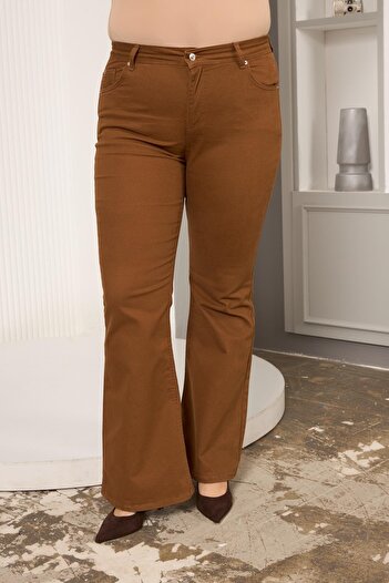 RMG Spanish Style Plus Size Cotton Trousers Camel