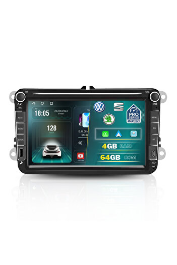 MaxTech Navigatie Volkswagen/Skoda/Seat dedicata cu USB si Type-c Frontal, 4GB Ram 64GB Memorie, Carplay