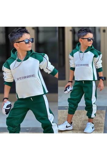 RAPAPA Boys' 3-Thread Fleece Tracksuit Set – Hooded, Comfortable, and Sporty Style 43118Y