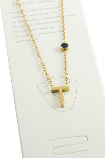 ZERO LAND Msa-Shop Yellow Color Letter Steel Necklace-T