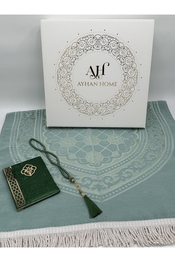 AYHANHOME 3 Piece Special Boxed Woven Twisted Fringed Prayer Rug Set