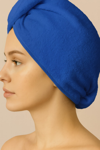 Shadro Textile Cotton Hair Drying Cap, Hair Drying Towel |   Soft and Super Absorbent |   Buttoned |
